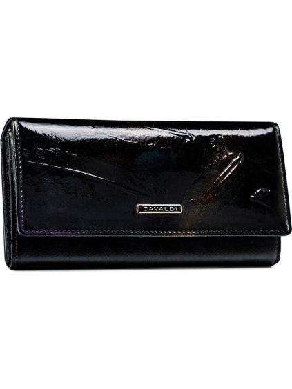 4U Cavaldi fekete bőr fényes pénztárca M765