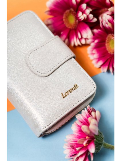 Lorenti ezüst színű csillogó bőr pénztárca S304