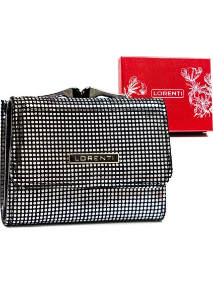 Lorenti Fekete kis pénztárca flitteres textúrával S298