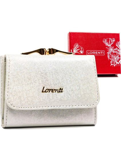 Lorenti ezüst színű kis pénztárca fényes textúrával S295