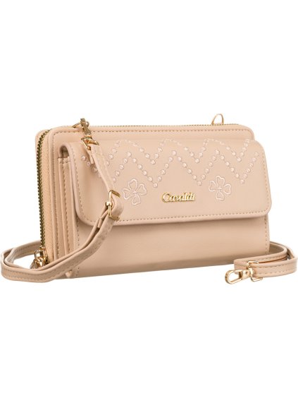 4U Cavaldi bézs színű pénztárca pánttal és finom mintával M788