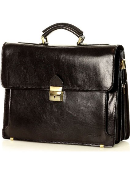 MARCO MAZZINI Fekete bőr aktatáska
