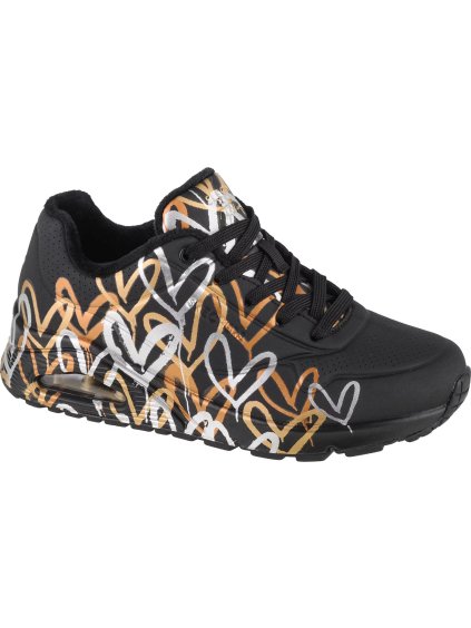 Fekete női Skechers Uno cipő - Metallic Love