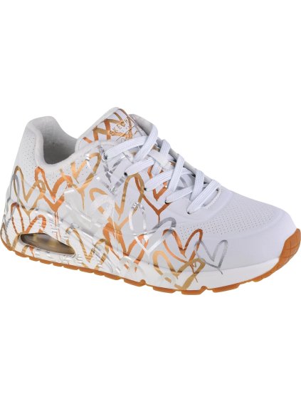 Fehér női Skechers Uno tornacipő - Metallic Love