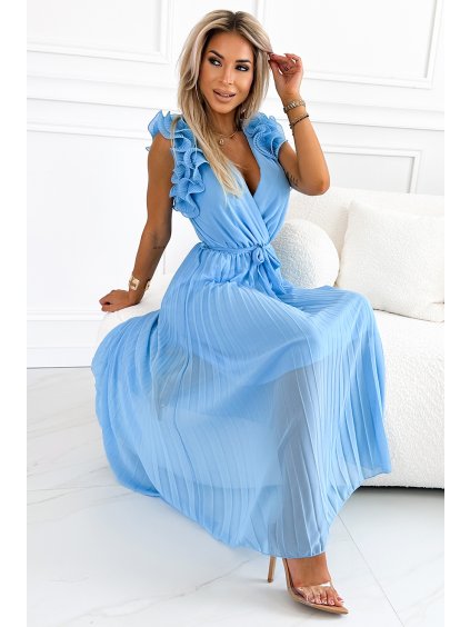 Világoskék rakott midi ruha MIRABELLA