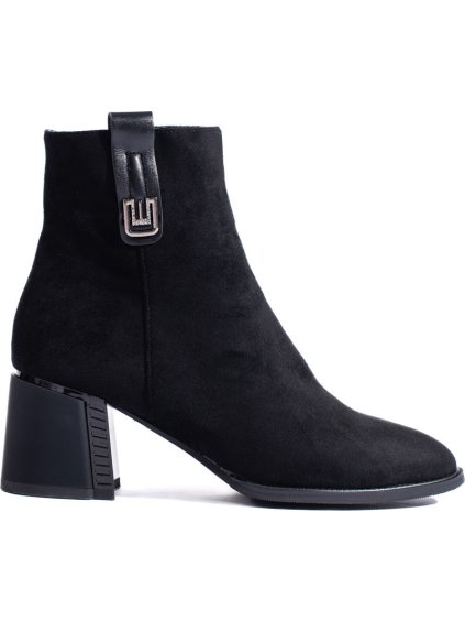 Fekete klasszikus velúr bokacsizma