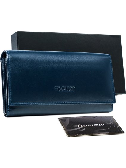 Cavaldi sötétkék bőr egyszínű női pénztárca M411
