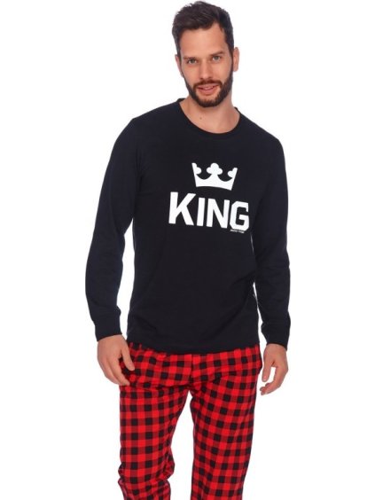 Fekete-piros hosszú pizsama KING