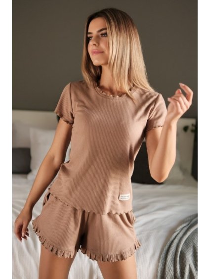 BARNA PIZSAMA KLASSZIKUS BORDÁZOTT PAMUTBÓL