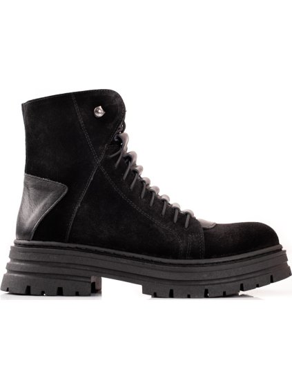 Fekete női bőr bakancs