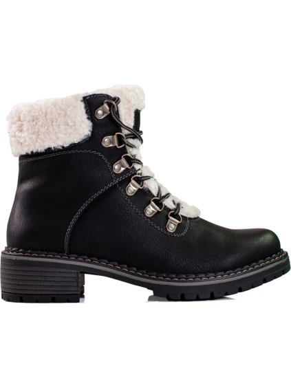 Fekete trapper cipő szőrmével