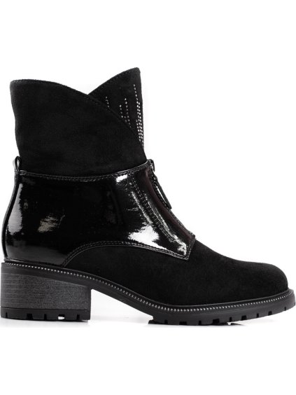 Női fekete alacsony csizma kristályokkal