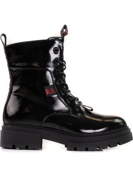 Női fekete Shelovet worker lakkozott öko bőrből