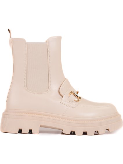 Női bézs chelsea csizma platformon