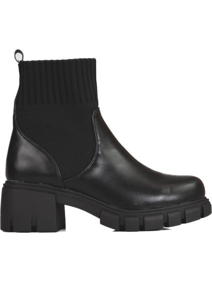 Női fekete bokacsizma rugalmas felső résszel
