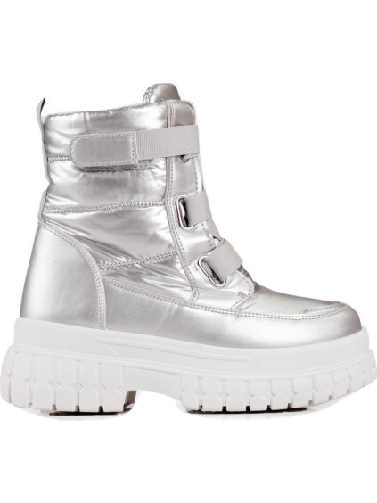 Női ezüst tépőzáras csizma