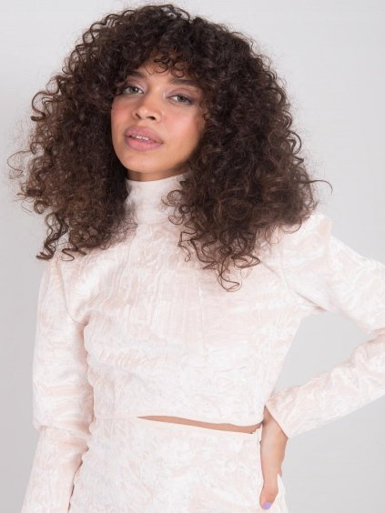 Krémszínű női bársony crop top