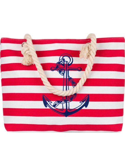 Piros-fehér női csíkos strandtáska