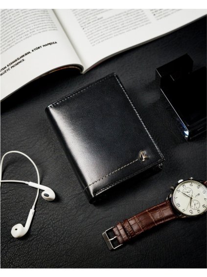 Rovicky fekete pénztárca diszkrét márkalogóval L238