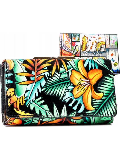 Rovicky női pénztárca menta-narancs mintás V361