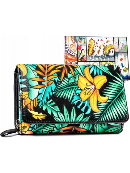 Rovicky közepes pénztárca menta-narancs mintákkal V356