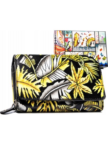 Rovicky közepes pénztárca sárga mintákkal V354