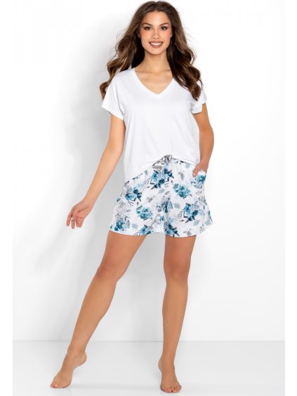 Fehér-kék virágmintás pizsama Valerie