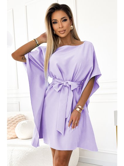 Elegáns ruha NICOLA övvel - lila (Méret S/M)