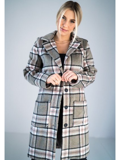 Női szürke kockás kabát