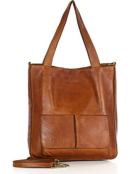 MARCO MAZZINI Camel színű női bőr shopper táska