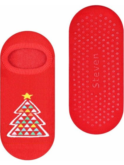 Piros gyermek rövid zokni karácsonyfával Art.134