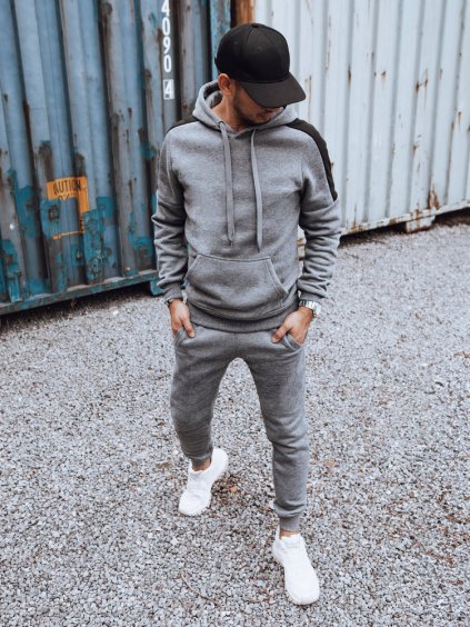 Szürke tréningruha szett fekete csíkkal