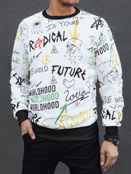 Fehér pulóver színes nyomattal