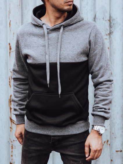 Sötétszürke pulóver fekete zsebbel