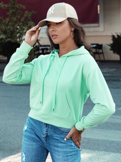 Menta színű crop pulóver kapucnival TRENDHOOD