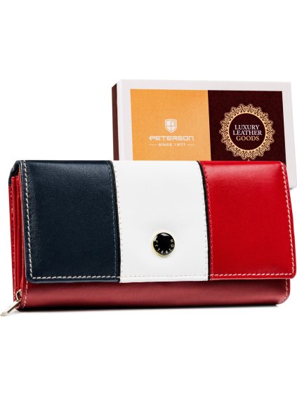 Peterson nagy piros-fehér-sötétkék pénztárca Y331