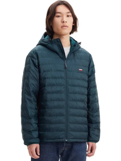 Sötétzöld steppelt dzseki Levi's Presidio Packable Hooded Jacket