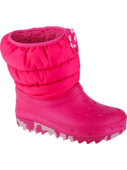 Sötét rózsaszín hótaposó Crocs Classic Neo Puff Boot Kids