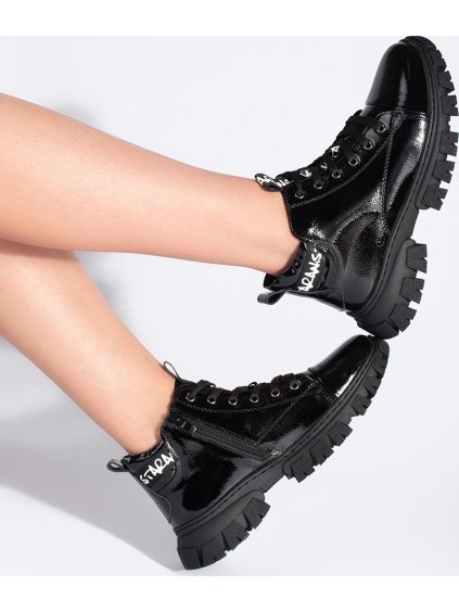 Lakkozott fekete női Sergio Leone bokacsizma