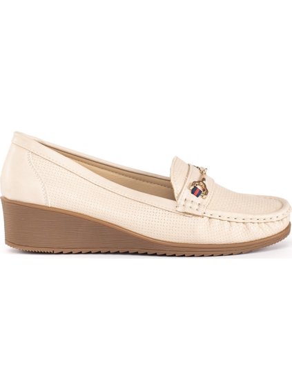 Krémszínű éksarkú női mokaszin