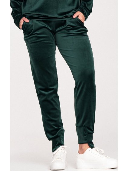 Sötétzöld női velúr melegítőnadrág