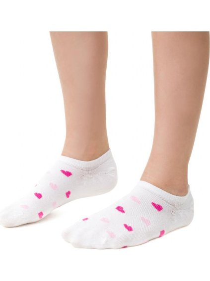 Fehér lány bambusz zokni szívekkel Art.148