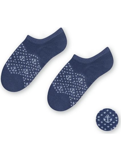 Sötétkék gyerek bambusz zokni horgonyokkal Art.152