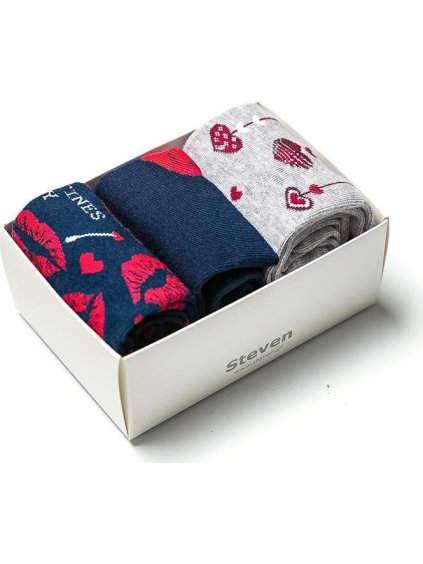 Kék-szürke szett női szívecskés zokni Art.133