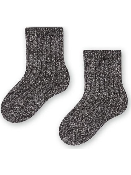 Fekete-ezüst csillogó bambusz zokni babáknak Art.145