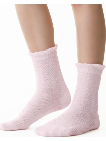 Világos rózsaszín lány zokni áttört mintával