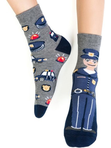Szürke fiú zokni rendőr mintával - Art. 014