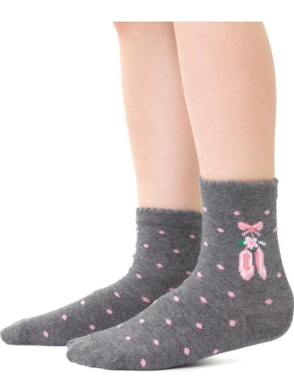 Szürkés-rózsaszín mintás zokni lányoknak Art.138