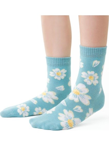 Világoskék lány zokni virágos mintával Art.138