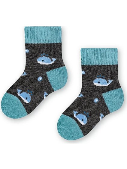 Szürkés-kék gyerekzokni bálnákkal Art.138